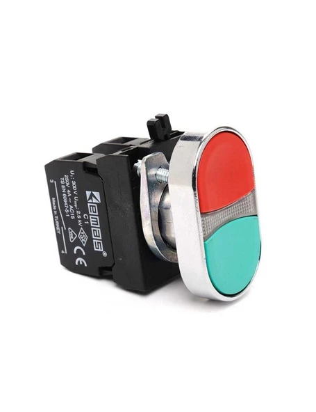 Emas CM102K20KY CM Serisi Metal 1NO+1NC Çiftli Düz Kırmızı-Yeşil 22 mm Buton ürün görseli 1