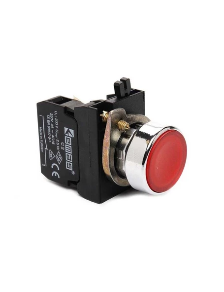 Emas CM200DK CM Serisi Metal 1NC Yaylı Düz Kırmızı 22 mm Buton ürün görseli 1