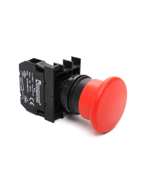 Emas B200E B Serisi Plastik 1NC Acil Stop 40 mm Çevirmeli Kırmızı 22 mm Buton ürün görseli 1