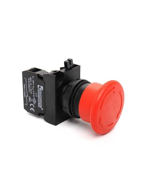 Emas CP200E CP Serisi Plastik 1NC Acil Stop 40 mm Çevirmeli Kırmızı 22 mm Buton ürün görseli 1
