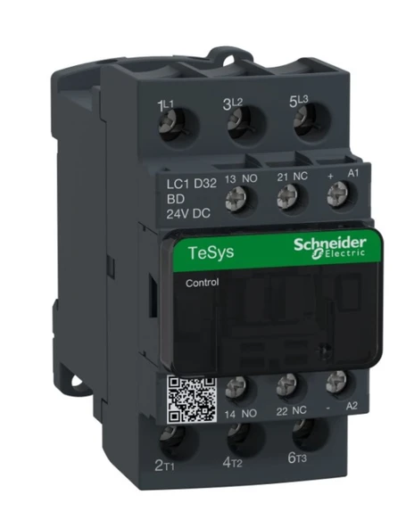 Schneider LC1D32BD TeSys D 32 A 15 kW 24V DC Kontaktör 3 Kutuplu 1NO+1NC AC-3 ürün görseli 1