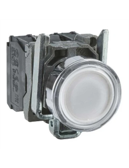 Schneider XB4BW31B5 Beyaz Komple Işıklı Buton 22 mm Yaylı Dönüş 1Na 1Nk 24V ürün görseli 1