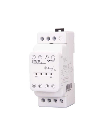 Entes M1666 MKC-01 Motor Faz Koruma Rölesi 1C/O Kontak 220-230VAC DIN II Nötr Kopması Algılamalı ürün görseli 1