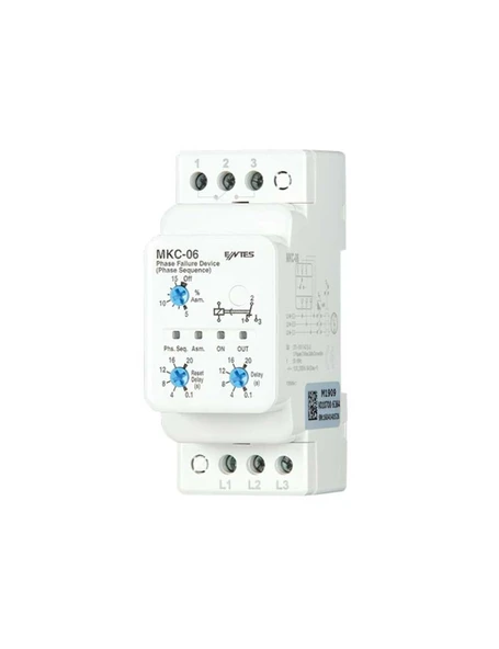Entes M1726 MKC-06P PTC Korumalı Motor Faz Koruma Rölesi 1C/O Kontak 380-400VAC DIN II Ayarlanabilir Çekme-Açma Gecikmeli ürün görseli 1