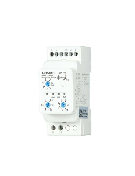 Entes M1457 AKC-01D Düşük Akım Koruma Rölesi 1–100000/5A veya 0.5–5A Direkt 230VAC DIN II ürün görseli 1