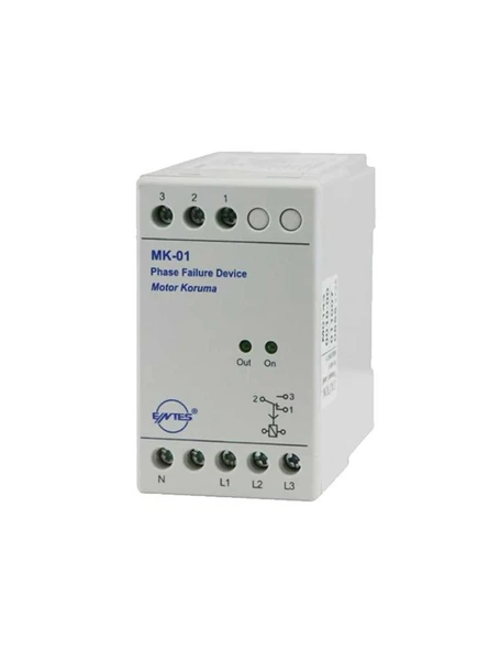 Entes M0143 MK-01 Motor Faz Koruma Rölesi 1C/O Kontak 220-230VAC Nötr Kopması Algılamalı ürün görseli 1