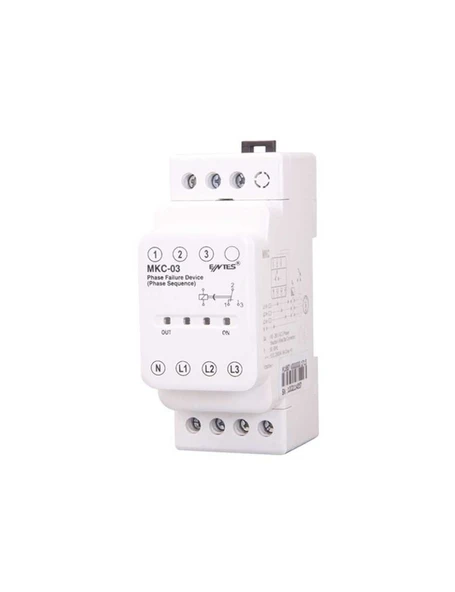 Entes M1667 MKC-03 Motor Faz Koruma Rölesi 1C/O Kontak 220-230VAC DIN II Nötr Kopması Algılamalı ürün görseli 1
