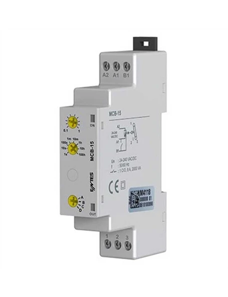 Entes M4118 MCB-15 Çok Fonksiyonlu 24-240VAC/DC DIN I Zaman Rölesi Çekme-Bırakma Gecikmeli ürün görseli 1