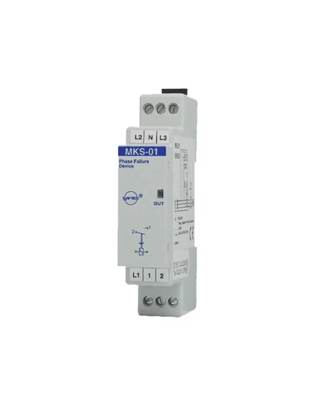 Entes M1131 MKS-01 Motor Faz Koruma Rölesi 1N/O Kontak 220-230VAC DIN I Nötr Kopması Algılamalı ürün görseli 1
