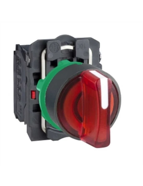 Schneider Xb5Ak134B5 Kırmızı Komple Işıklı Mandal Buton 22 mm 3 Konumlu Sabit 1Na 1Nk 24V ürün görseli 1