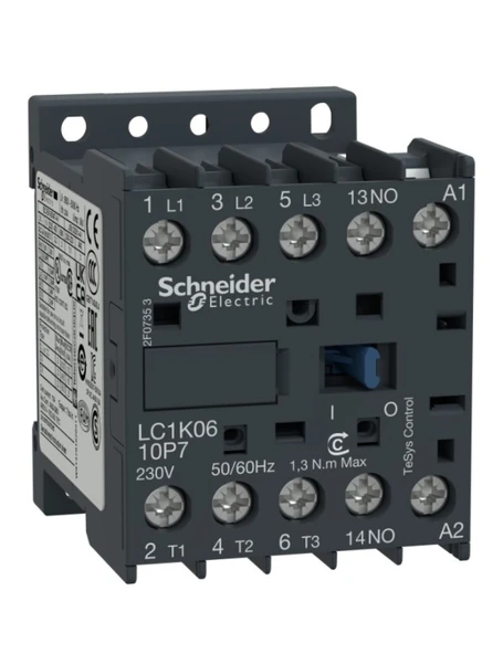 Schneider LC1K0610B7 TeSys K 6 A 2,2 kW 24V AC Kontaktör 3 Kutuplu 1NO AC-3 ürün görseli 1