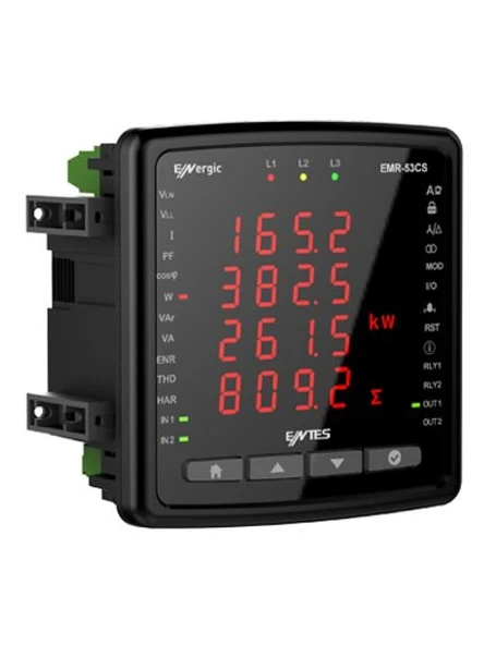 Entes M4763 EMR-04S 96x96 Hayalet LED Ekranlı RS-485 Haberleşmeli Güç ve Enerji Ölçer 100-270VAC/DC 2 Dijital Giriş 2 Dijital Çıkış ürün görseli 1