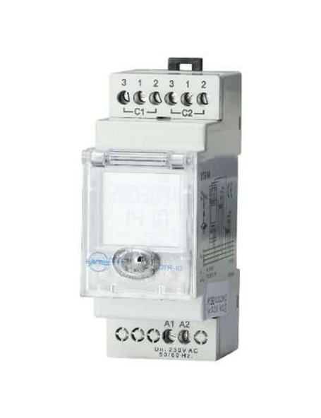 Entes M5307 DTR-10T 15 Programlı Tek Kontaklı Astronomik Zaman Rölesi 85-265VAC DIN II IP41 ürün görseli 1