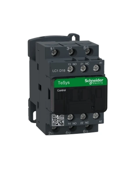 Schneider LC1D18F7 TeSys D 18 A 7,5 kW 110V AC Kontaktör 3 Kutuplu 1NO+1NC AC-3 ürün görseli 1