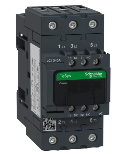 Schneider LC1D40AB7 TeSys D 40 A 18,5 kW 24V AC Kontaktör 3 Kutuplu 1NO+1NC AC-3 ürün görseli 1