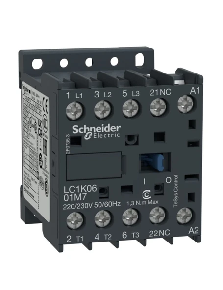 Schneider LC1K1201B7 TeSys K 12 A 5,5 kW 24V AC Kontaktör 3 Kutuplu 1NC AC-3 ürün görseli 1