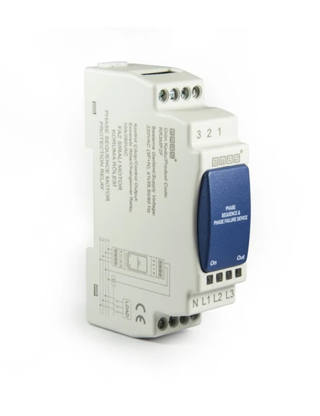 Emas RR3MP2F RR3 Serisi Ray Montaj 230VAC 1CO10A (rezistif) Faz Sıralı %40 Analog Motor Koruma Elektronik Röle ürün görseli 1