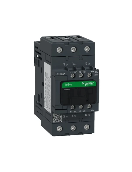 Schneider LC1D65ABD TeSys D 65 A 30 kW 24V DC Kontaktör 3 Kutuplu 1NO+1NC AC-3 ürün görseli 1