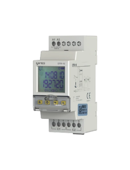 Entes M4912 DTR-10 15 Programlı Çift Kontaklı Astronomik Zaman Rölesi 85-265VAC DIN II IP41 Eski Kodu: M4084 ürün görseli 1