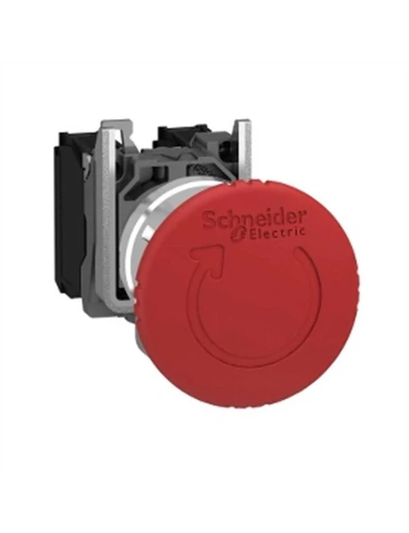 Schneider XB4BS8442 Kırmızı Ø40 Acil Stop Kapatma Ø22 Mandallama Serbest Bırakılan 1NK ürün görseli 1