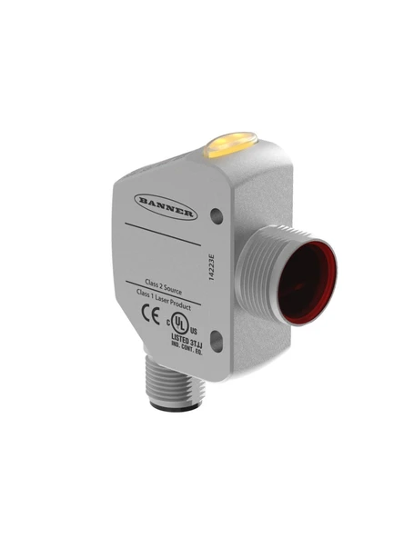 Banner Q4XTILAF300-Q8 Lazer Mesafe Sensörü , 300mm algılama, 4-20mA Analog Çıkış,  M12 Konnektörlü ürün görseli 1