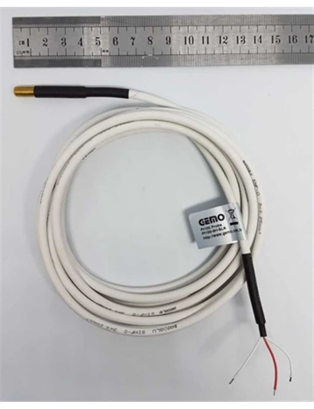 Gemo PT100-6H-SLK Sıcaklık Sensörü 3m Silikon Kablolu (3 telli) Pt-100 Sensör, Uç Çapı 6 mm, (-50°C ... +200°C) ürün görseli 1