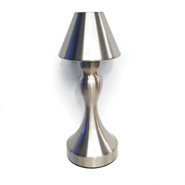 UpWay Sarjlı Ayarlanabilir Işıklı 3 Modlu Retro Silver Metal Dokunmatik Fonksiyonel Masa Lambası ürün görseli 1
