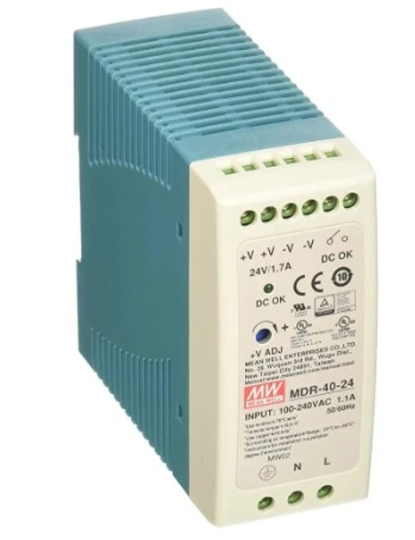 Mean Well MDR-040-24   24VDC 1.7A Ray Montaj Güç Kaynağı ürün görseli 1