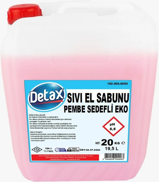 DETAX SIVI SABUN 20KG PEMBE SEDEFLI ürün görseli 1