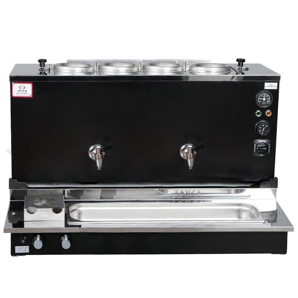 Anka Pro Plus Otomatik Çay Kazanı 4 Demlikli 40 Litre Siyah Doğalgaz+Elektrik ürün görseli 1