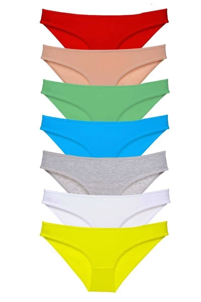 7 adet Süper Eko Set Likralı Kadın Slip Külot Çok Renkli ürün görseli 1