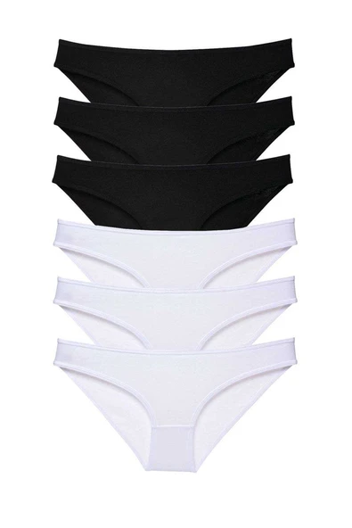 6 adet Eko Set Likralı Kadın Slip Külot Siyah Beyaz ürün görseli 1
