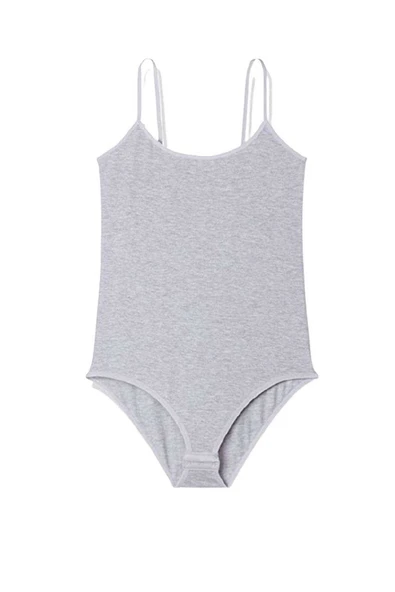 İp Askılı Kadın Çıtçıtlı Body Gri - Resim 2