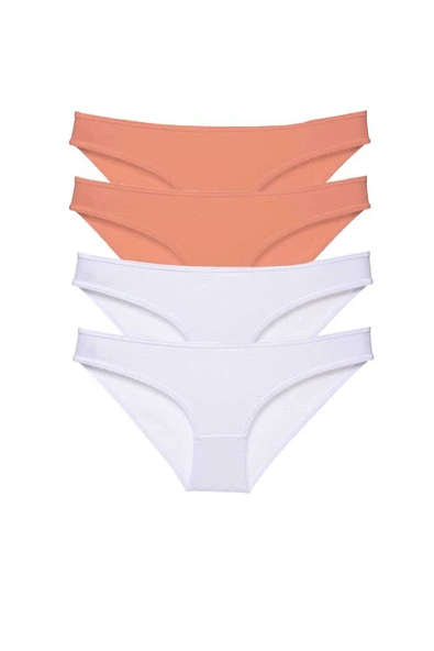 4 adet Eko Set Likralı Kadın Slip Külot Pudra Beyaz ürün görseli 1
