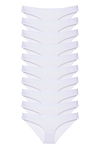 10 adet Süper Eko Set Likralı Kadın Slip Külot Beyaz ürün görseli 1
