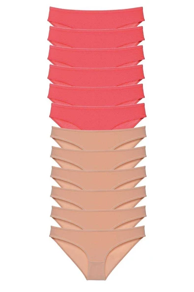 12 adet Süper Eko Set Likralı Kadın Slip Külot Fuşya Ten ürün görseli 1