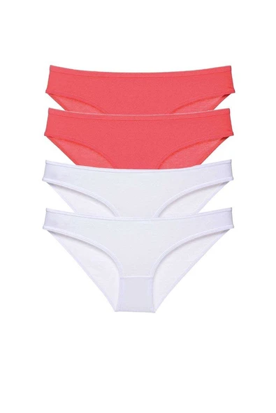 4 adet Eko Set Likralı Kadın Slip Külot Fuşya Beyaz ürün görseli 1