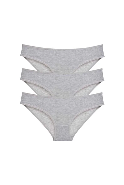 3 adet Süper Eko Set Likralı Kadın Slip Külot Gri ürün görseli 1