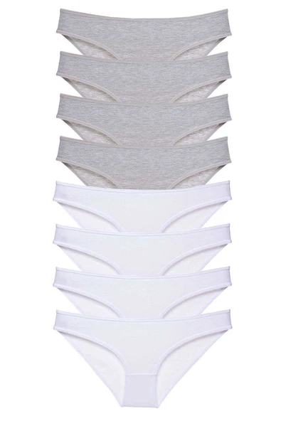 8 adet Süper Eko Set Likralı Kadın Slip Külot Gri Beyaz ürün görseli 1