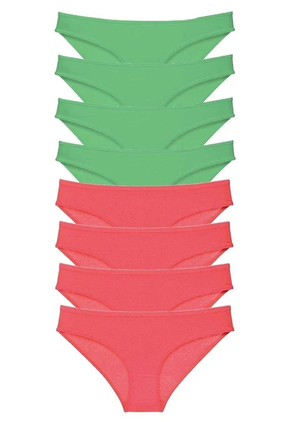 8 adet Eko Set Likralı Kadın Slip Külot Yeşil Fuşya ürün görseli 1