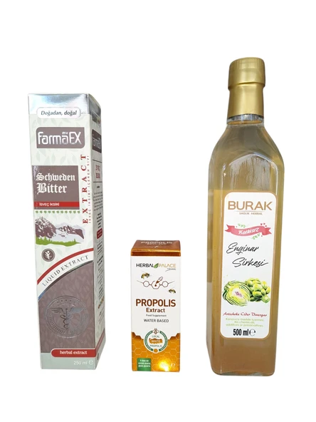 İsveç şurubu 250 ml + sıvı propolis 20 ml +enginar sirkesi 500 ml doğal takviye ve detoks seti NHRR ürün görseli 1