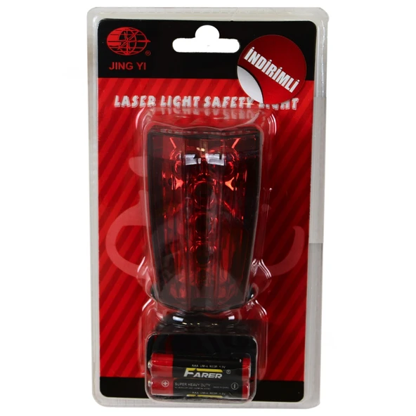 JING YI ARKA STOP LAZER 5 LED Lİ - 3 FONKSİYONLU - SU GEÇİRMEZ [PİL DAHİL] ürün görseli 1