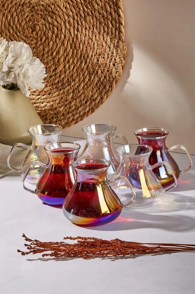 Perotti Ehl-i Keyf Luster 6'lı Borosilikat Cam Çay Bardağı Seti 200ml 16014 ürün görseli 1