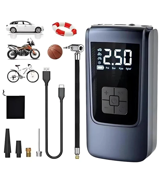 Valkyrie 150PSI 6000mAh Şarjlı Araba Top Bisiklet Hava Pompası LED Akıllı Powerbank ürün görseli 1