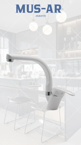 Balıksırtı Borulu Beyaz-Krom Lavabo Bataryasi ürün görseli 1