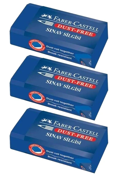 Sınav Silgisi Mavi Silgi Orta Boy 3 Adet Faber Silgi Sınav Yumuşak Silgi Kaliteli Orjinal Okul Öğrenci ürün görseli 1
