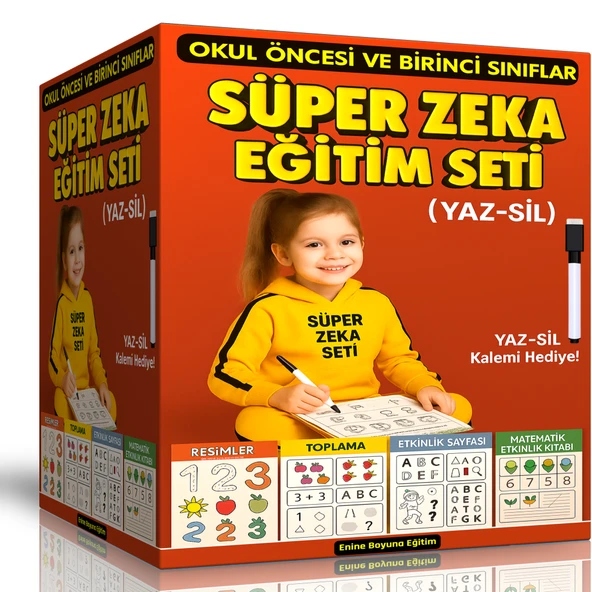 Okul Öncesi ve Birinci Sınıflar İçin Süper Zeka Eğitim Seti (YAZ-SİL) ürün görseli 1