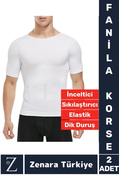 Jinekomasti Dik Duruş Göğüs Göbek Toparlayan Sıkılaştıran Ultra Esnek Erkek Fanila Korse 2 Adet ürün görseli 1