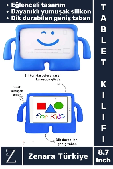 Apple Samsung Uyumlu Geniş Tabanlı Yumuşak Tutacaklı Tam Koruma Silikon Çocuk Tablet Kılıfı 8.7 Inch ürün görseli 1