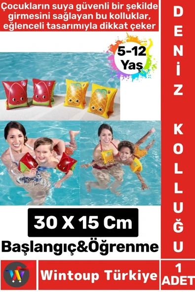 Dayanıklı Yüzme Başlangıç Öğrenme 5-12 Yaş Sevimli Meyve Desenli Havuz Yüzme ÇOCUK DENİZ KOLLUĞU ürün görseli 1